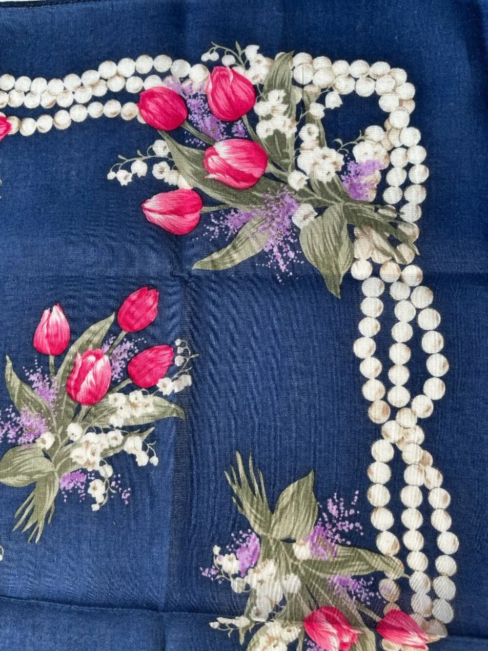 Vintage Christian Dior Floral Cotton Scarf Tulip Print